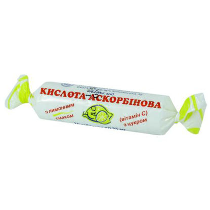 Фото Кислота Аскорбиновая Витамин С с сахаром вкус лимон таблетки 0.025 г №10